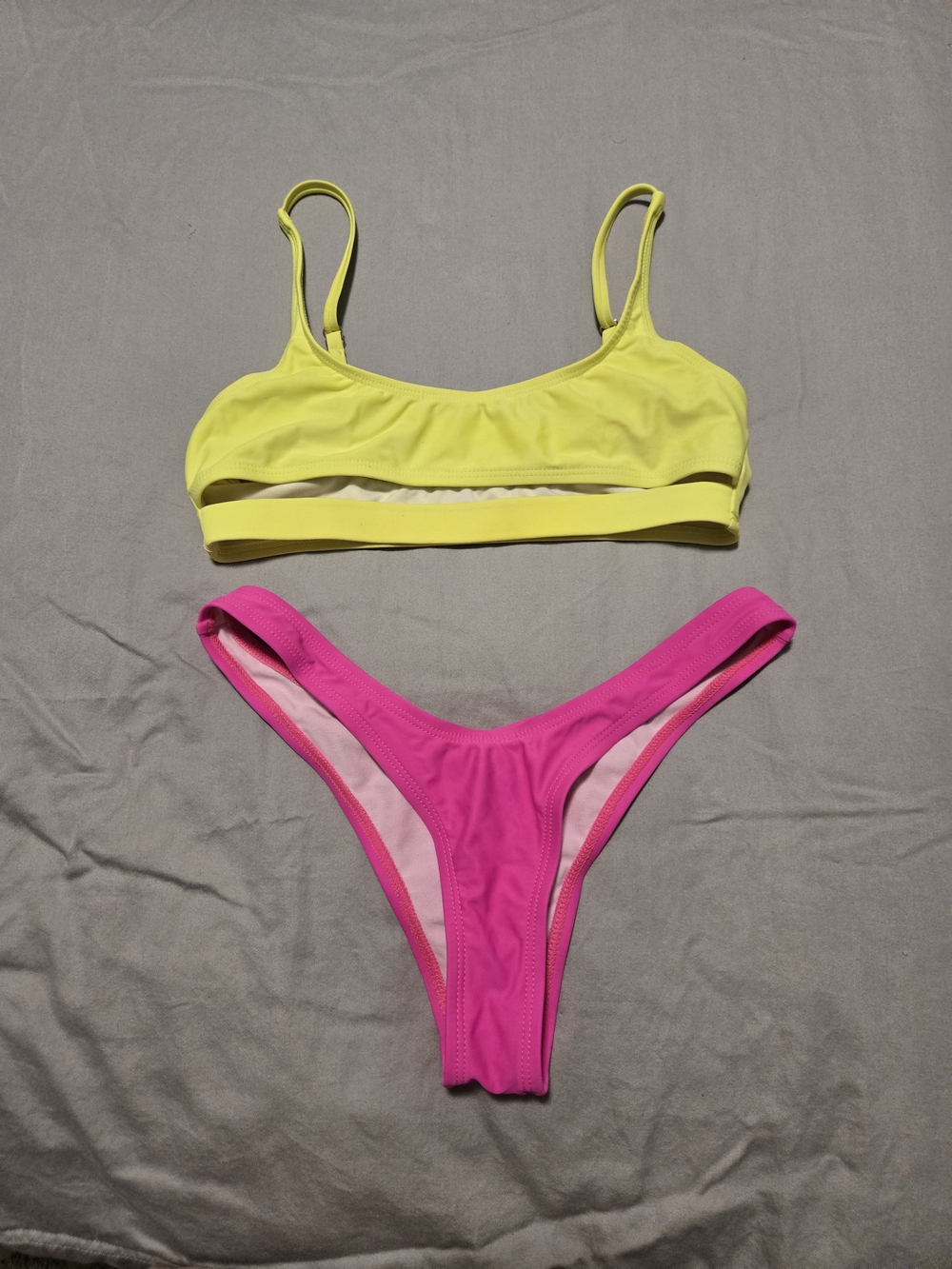 Fashion Nova Hot Neon Yellow & Pink Euphoria Bikini Set. S - Picture 3 of 11